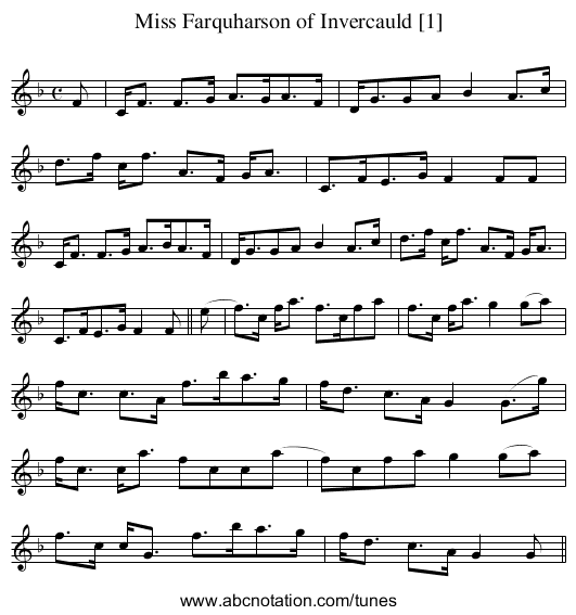 Miss Farquharson of Invercauld [1] - staff notation