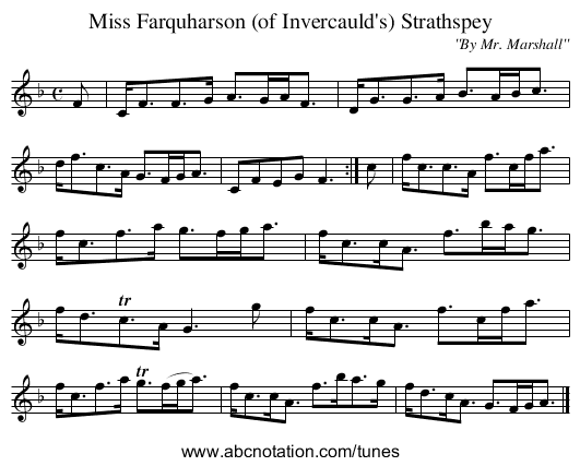Miss Farquharson (of Invercauld's) Strathspey - staff notation