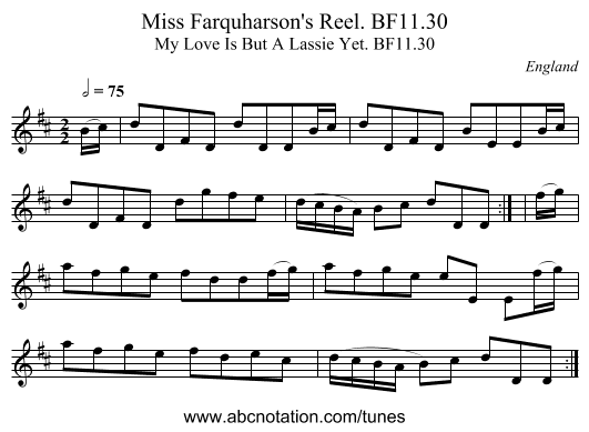 Miss Farquharson's Reel. BF11.30 - staff notation
