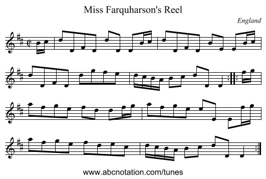 Miss Farquharson's Reel - staff notation
