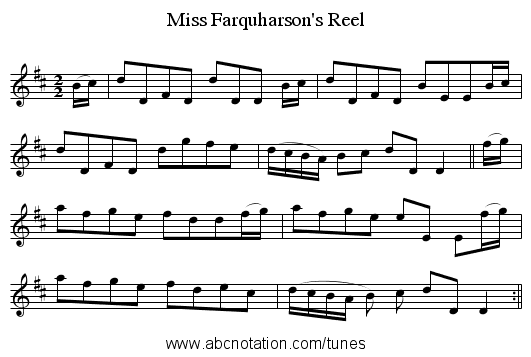 Miss Farquharson's Reel - staff notation