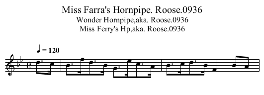 Miss Farra's Hornpipe. Roose.0936 - staff notation