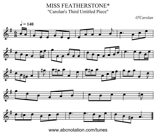 MISS FEATHERSTONE* - staff notation