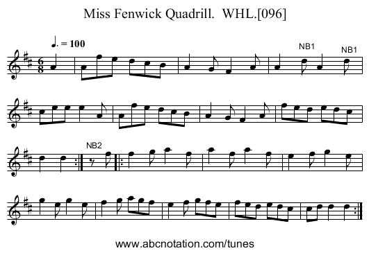 Miss Fenwick Quadrill.  WHL.[096] - staff notation