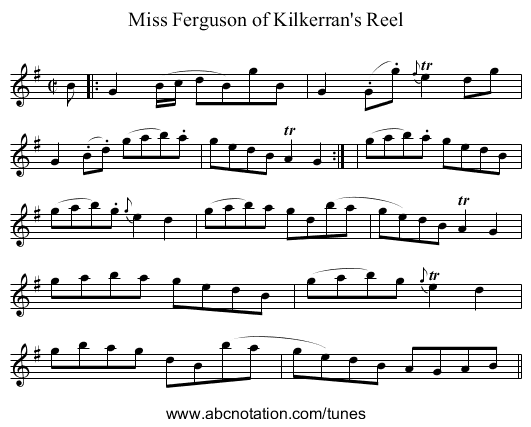 Miss Ferguson of Kilkerran's Reel - staff notation
