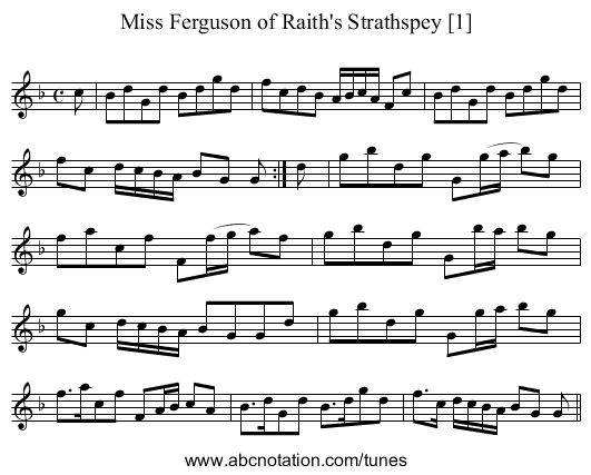 Miss Ferguson of Raith's Strathspey [1] - staff notation