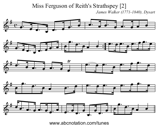 Miss Ferguson of Reith's Strathspey [2] - staff notation