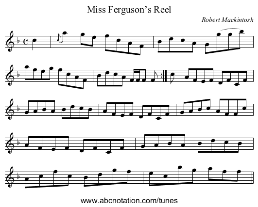 Miss Ferguson’s Reel - staff notation
