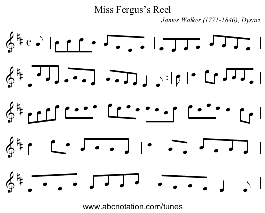 Miss Fergus’s Reel - staff notation