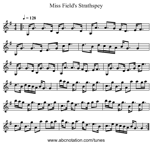 Miss Field's Strathspey - staff notation
