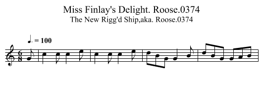 Miss Finlay's Delight. Roose.0374 - staff notation