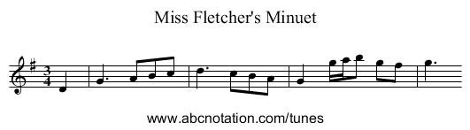 Miss Fletcher's Minuet - staff notation