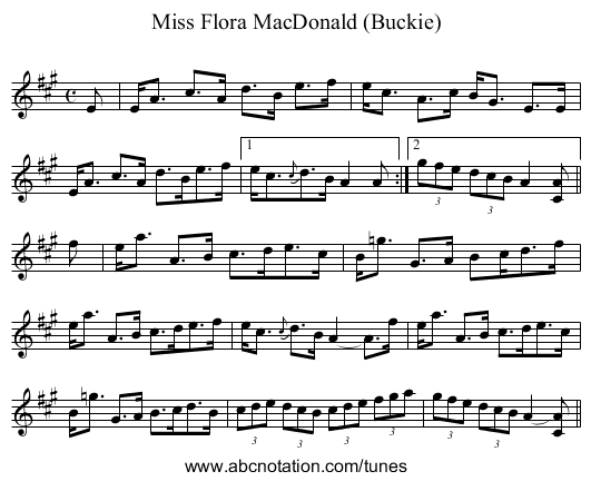 Miss Flora MacDonald (Buckie) - staff notation