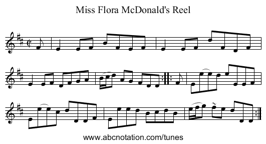 Miss Flora McDonald's Reel - staff notation