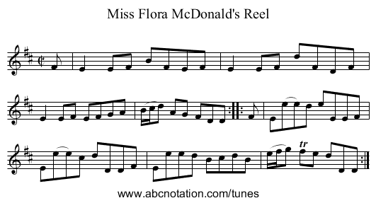 Miss Flora McDonald's Reel - staff notation