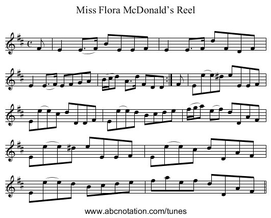 Miss Flora McDonald’s Reel - staff notation
