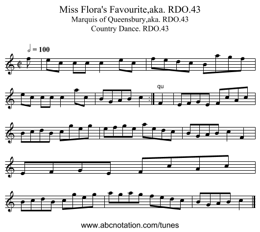 Miss Flora's Favourite,aka. RDO.43 - staff notation