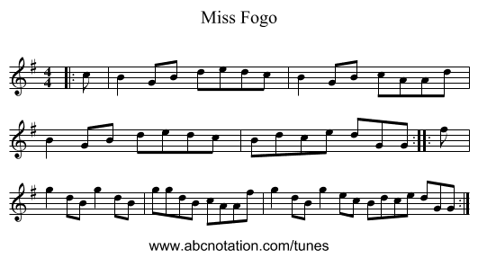 Miss Fogo - staff notation