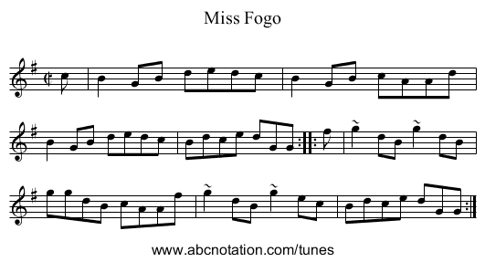 Miss Fogo - staff notation