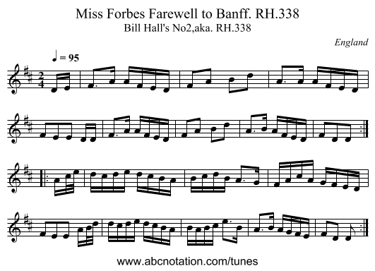 Miss Forbes Farewell to Banff. RH.338 - staff notation