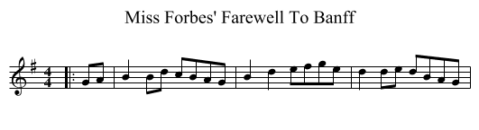 Miss Forbes' Farewell To Banff - staff notation