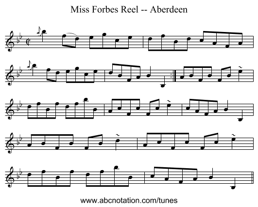 Miss Forbes Reel -- Aberdeen - staff notation
