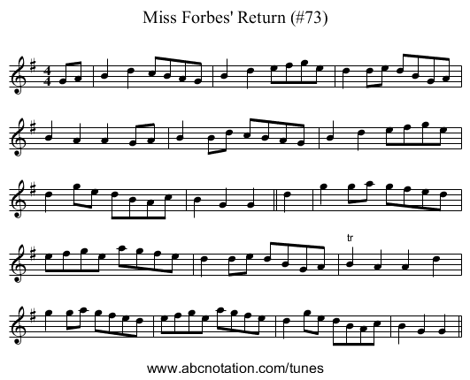 Miss Forbes' Return (#73) - staff notation