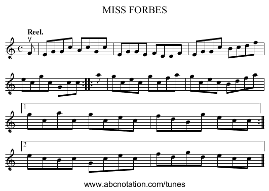 MISS FORBES - staff notation