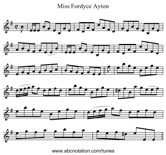 Miss Fordyce Ayton - staff notation