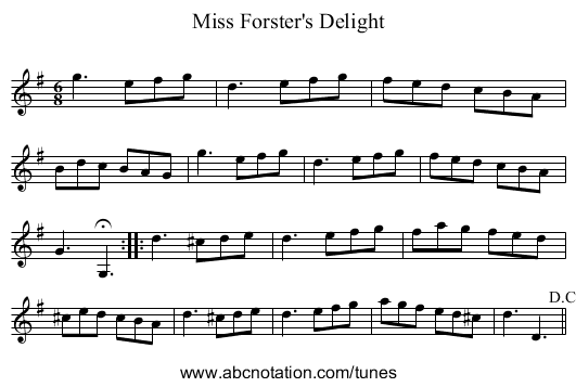 Miss Forster's Delight - staff notation