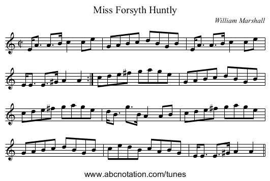 Miss Forsyth Huntly - staff notation