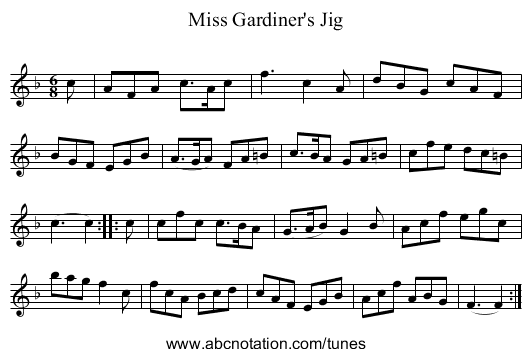 Miss Gardiner's Jig - staff notation