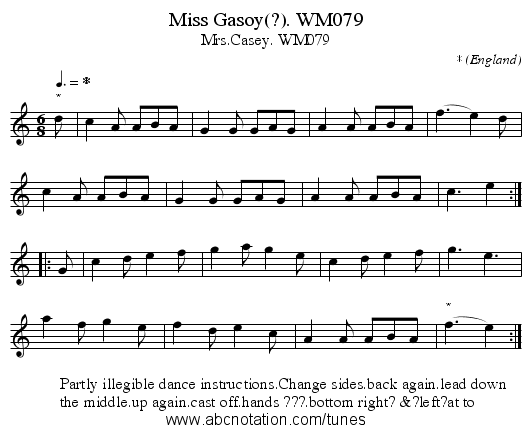 Miss Gasoy(?). WM079 - staff notation