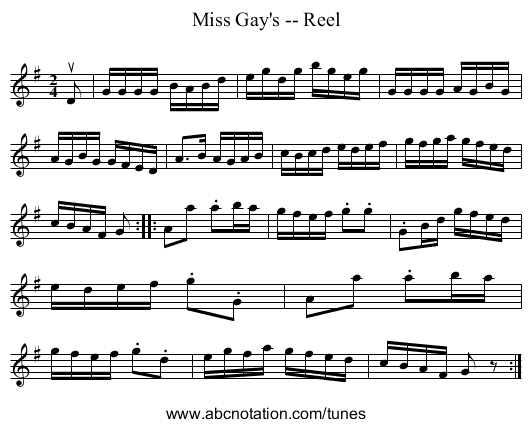 Miss Gay's -- Reel - staff notation