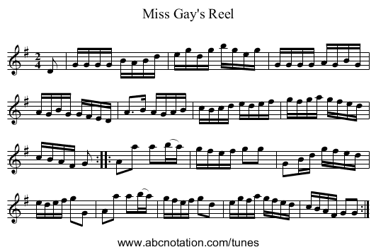 Miss Gay's Reel - staff notation