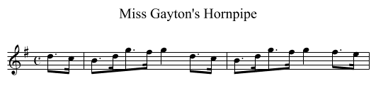 Miss Gayton's Hornpipe - staff notation