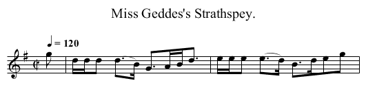 Miss Geddes's Strathspey. - staff notation