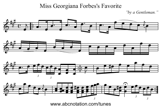 Miss Georgiana Forbes's Favorite - staff notation