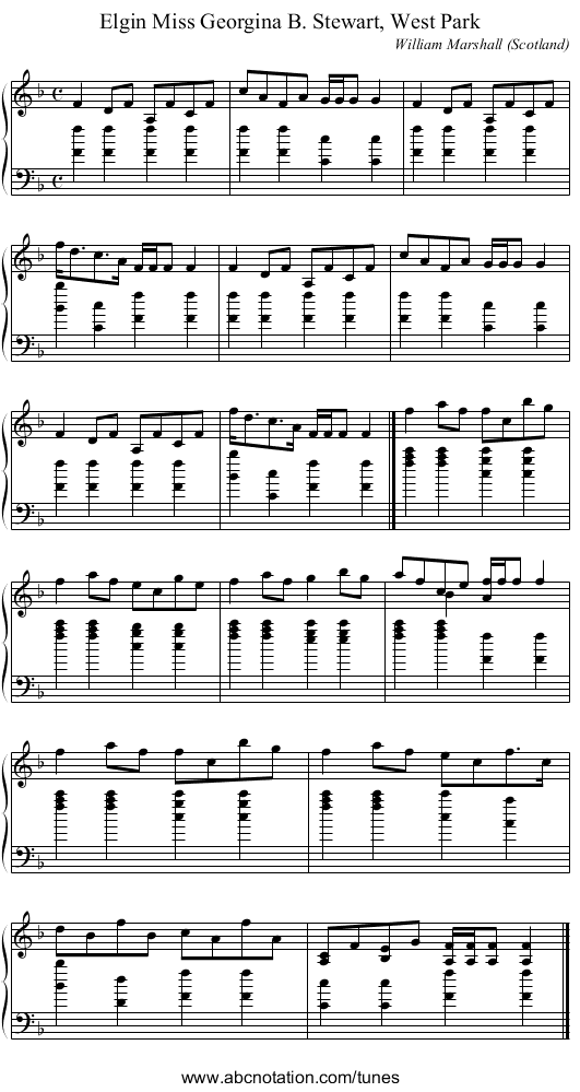 Miss Georgina B. Stewart, West Park, Elgin - staff notation