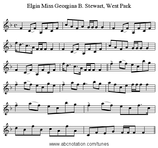 Miss Georgina B. Stewart, West Park, Elgin - staff notation
