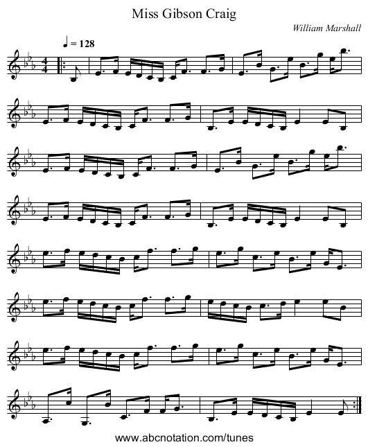 Miss Gibson Craig - staff notation