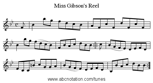 Miss Gibson's Reel - staff notation