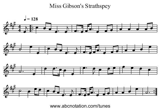 Miss Gibson's Strathspey - staff notation