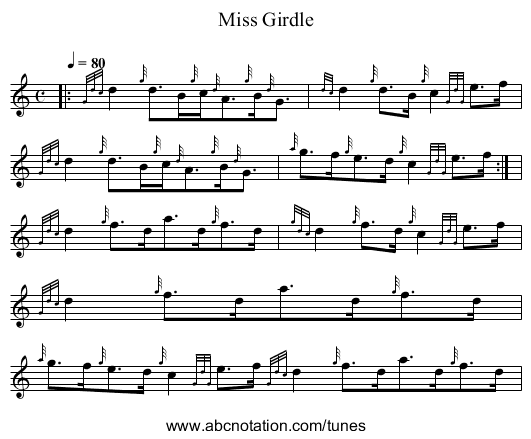 Miss Girdle - staff notation