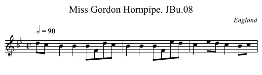 Miss Gordon Hornpipe. JBu.08 - staff notation