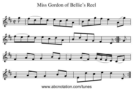Miss Gordon of Bellie’s Reel - staff notation