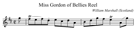 Miss Gordon of Bellies Reel - staff notation