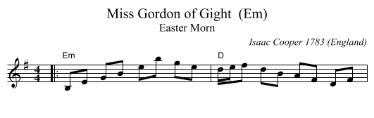 Miss Gordon of Gight  (Em) - staff notation