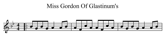 Miss Gordon Of Glastinum's - staff notation