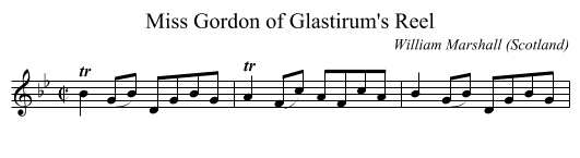 Miss Gordon of Glastirum's Reel - staff notation
